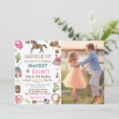 Cowboy Westerne rustieke verjaardagsfeestfoto Kaart (Staand voorkant)