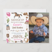 Cowboy Westerne rustieke verjaardagsfeestfoto Kaart (Voorkant)