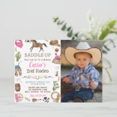 Cowboy Westerne rustieke verjaardagsfeestfoto Kaart (Staand voorkant)