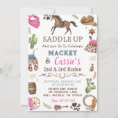 Cowboy Westerne rustieke verjaardagsfeestuitnodigi Kaart (Voorkant)