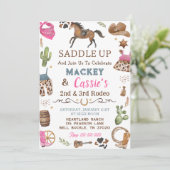Cowboy Westerne rustieke verjaardagsfeestuitnodigi Kaart (Staand voorkant)