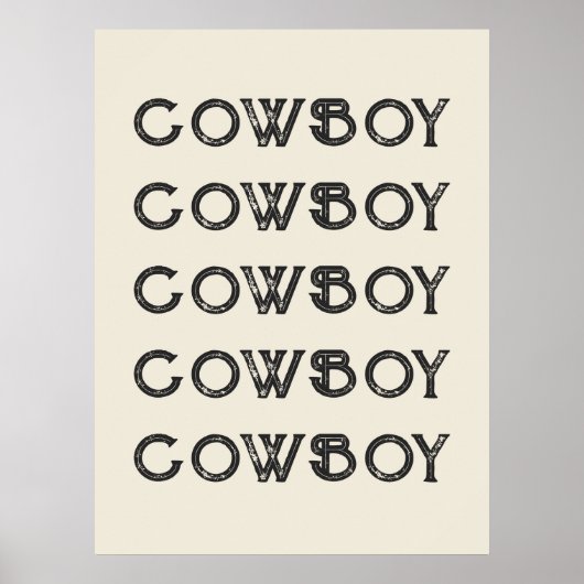 Cowboy Westerne Typografie Wall Art Ranch Cabin Poster (Voorkant)