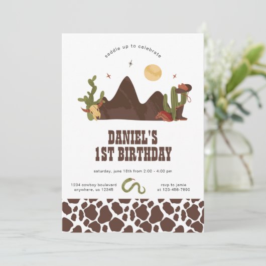 Cowboy Westerne uitnodiging (Staand voorkant)