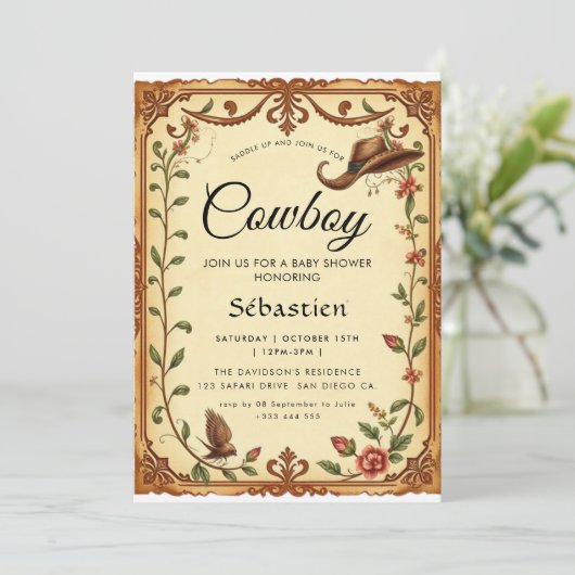 Cowboy Westerne uitnodiging (Staand voorkant)