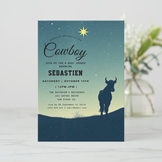 Cowboy Westerne uitnodiging (Staand voorkant)