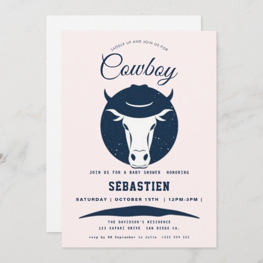 Cowboy Westerne uitnodiging (Voorkant / Achterkant)