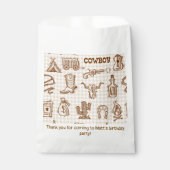 Cowboy Westerne verjaardagsfeestje Gingham Bedankzakje (Voorkant)