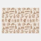 Cowboy Westerne verjaardagsfeestje Gingham Inpakpapier Vel (Voorkant 3)