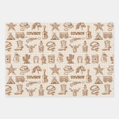 Cowboy Westerne verjaardagsfeestje Gingham Inpakpapier Vel (Voorkant)