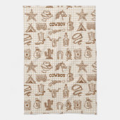 Cowboy Westerne verjaardagsfeestje Gingham Theedoek (Verticaal)