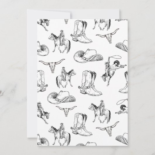 Cowboy Westerne verjaardagsfeestje uitnodiging Sja (Achterkant)