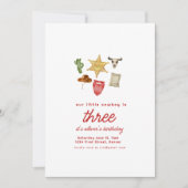 Cowboy Westerne verjaardagsfeestje uitnodiging Sja (Voorkant)