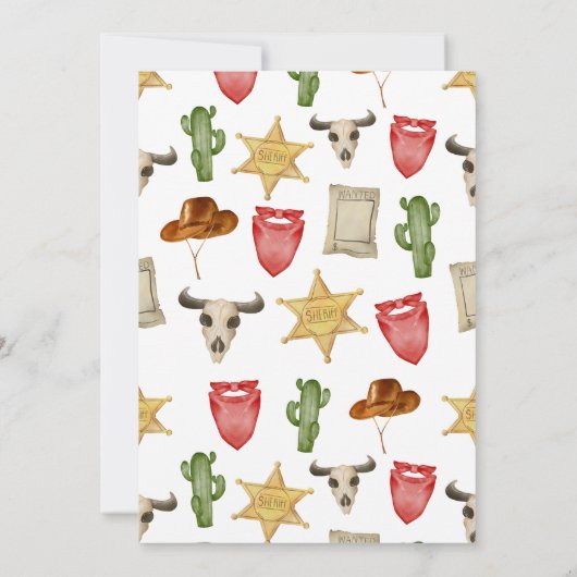 Cowboy Westerne verjaardagsfeestje uitnodiging Sja (Achterkant)
