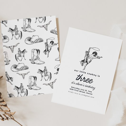 Cowboy Westerne verjaardagsfeestje uitnodiging Sja