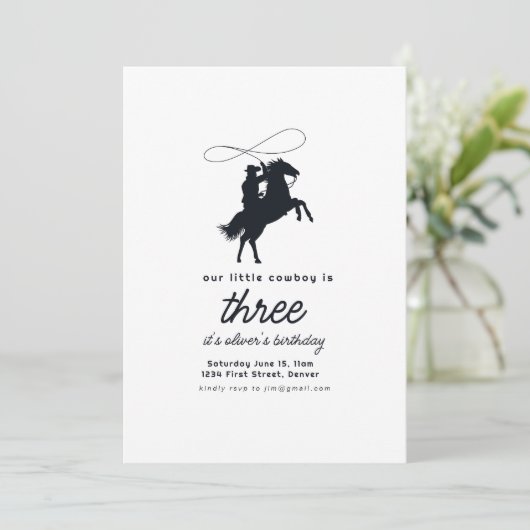 Cowboy Westerne verjaardagsfeestje uitnodiging Sja (Staand voorkant)