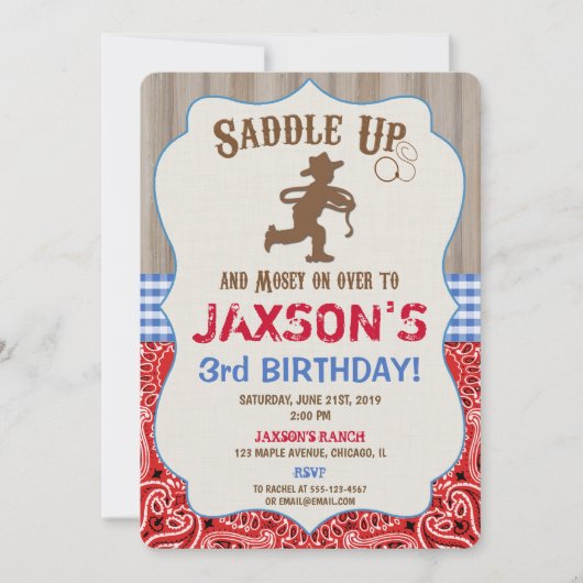 Cowboy westerne verjaardagsuitnodiging jongen rust kaart (Voorkant)
