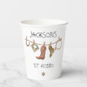 Cowboy Westerne waslijn Verjaardag Papieren Bekers (Achterkant)