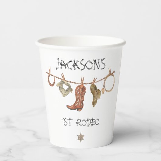 Cowboy Westerne waslijn Verjaardag Papieren Bekers (Achterkant)