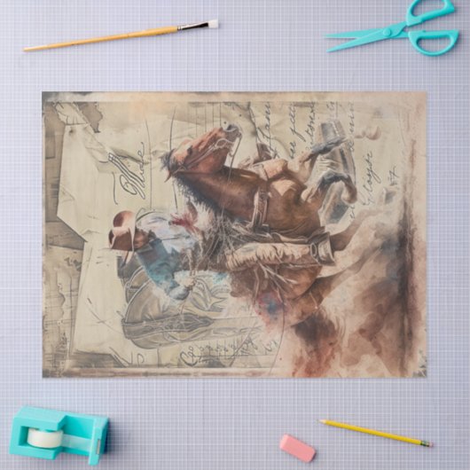 Cowboy Westerne Waterverf Decoupage Tissue Paper Tissuepapier (Craft)