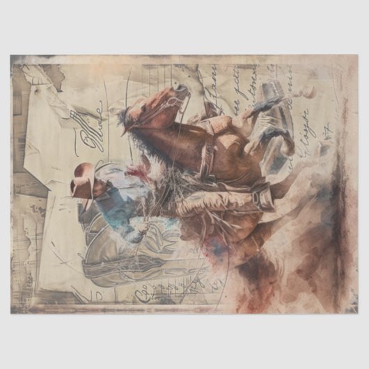 Cowboy Westerne Waterverf Decoupage Tissue Paper Tissuepapier (Voorkant)