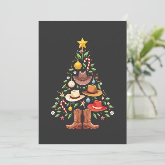 Cowboy Westerse Kerstboom Sinterklaas Feestdagenkaart (Staand voorkant)