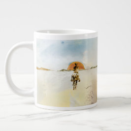 Cowboy-westerse kunst bij zonsondergang grote koffiekop