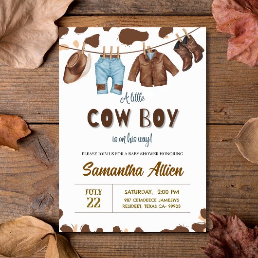 Cowboy Wild Rodeo Western Baby shower Invitation Kaart