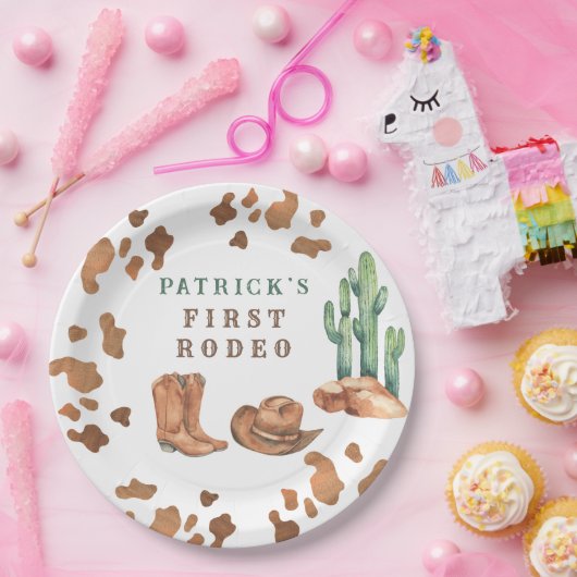 Cowboy Wild West 1e Rodeo verjaardagsfeestje Papieren Bordje (Feest)