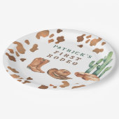 Cowboy Wild West 1e Rodeo verjaardagsfeestje Papieren Bordje (Gekanteld)