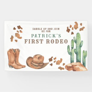 Cowboy Wild West 1e Rodeo verjaardagsfeestje Spandoek