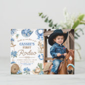 Cowboy Wild West 1st Rodeo Ranch Birthday Party Kaart (Staand voorkant)