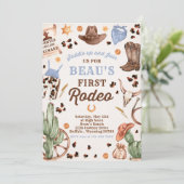 Cowboy Wild West 1st Rodeo Ranch Birthday Party Kaart (Staand voorkant)