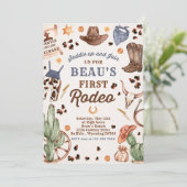 Cowboy Wild West 1st Rodeo Ranch Birthday Party Kaart (Staand voorkant)