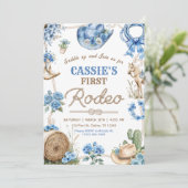 Cowboy Wild West 1st Rodeo Ranch Birthday Party Kaart (Staand voorkant)