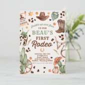 Cowboy Wild West 1st Rodeo Ranch Birthday Party Kaart (Staand voorkant)