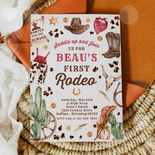 Cowboy Wild West 1st Rodeo Ranch Birthday Party Kaart