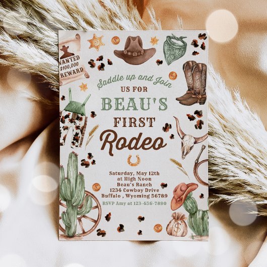 Cowboy Wild West 1st Rodeo Ranch Birthday Party Kaart