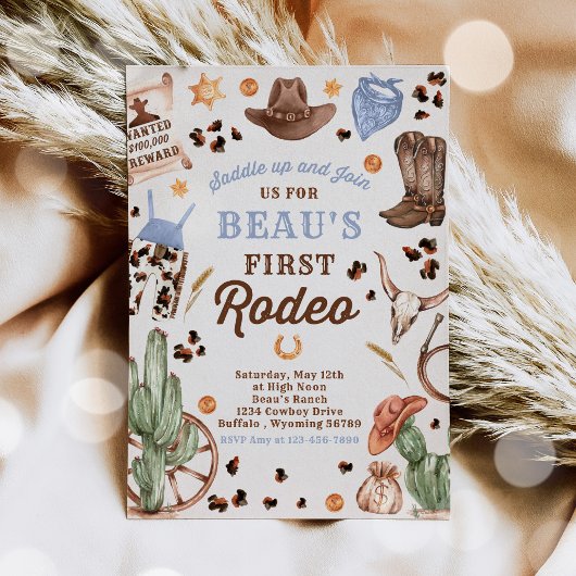 Cowboy Wild West 1st Rodeo Ranch Birthday Party Kaart