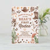 Cowboy Wild West 1st Rodeo Ranch Birthday Party Kaart (Staand voorkant)