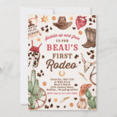 Cowboy Wild West 1st Rodeo Ranch Birthday Party Kaart (Voorkant)