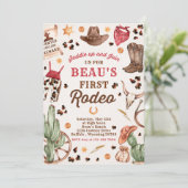 Cowboy Wild West 1st Rodeo Ranch Birthday Party Kaart (Staand voorkant)