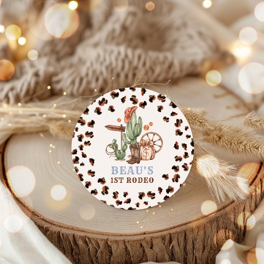 Cowboy Wild West 1st Rodeo Ranch Birthday Party Ronde Sticker