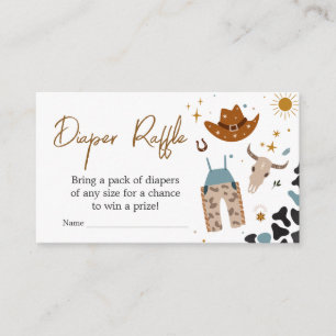 Cowboy Wild West Baby shower Luier Raffle Informatiekaartje