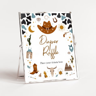 Cowboy Wild West Baby shower Luier Raffle Poster