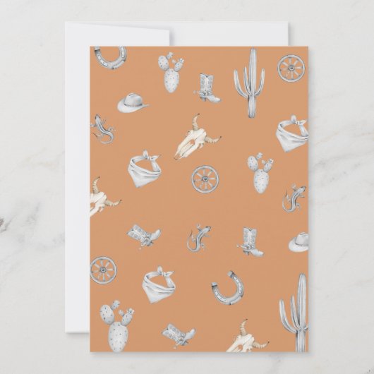 Cowboy Wild West Baby shower Uitnodiging Sjabloon (Achterkant)