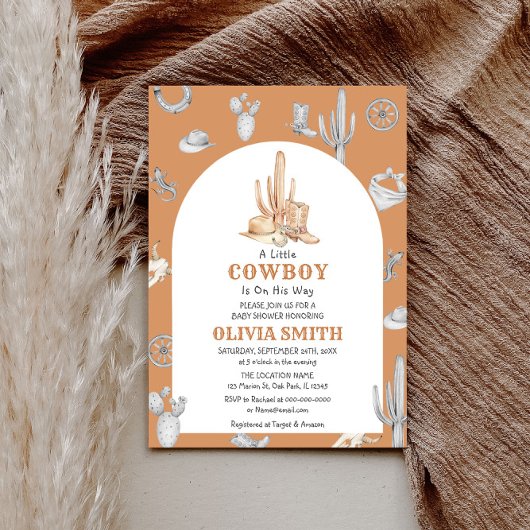 Cowboy Wild West Baby shower Uitnodiging Sjabloon