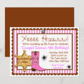 Cowboy Wild West Birthday-uitnodigingen Kaart (Voorkant / Achterkant)