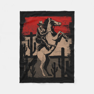 Cowboy Wild West Country Horseck Riding Horse Retr Fleece Deken