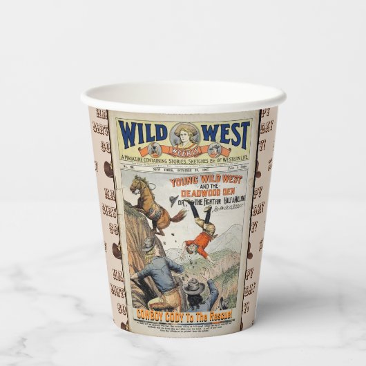 Cowboy Wild West Naam toevoegen Verjaardagsfeest Papieren Bekers (Achterkant)