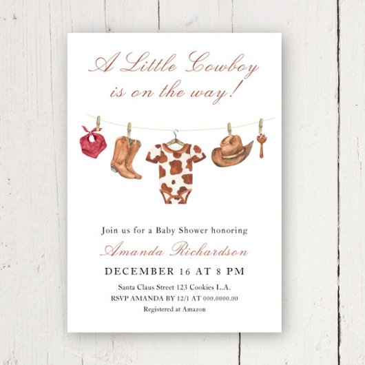 Cowboy Wild West Rodeo Baby Shower Kaart